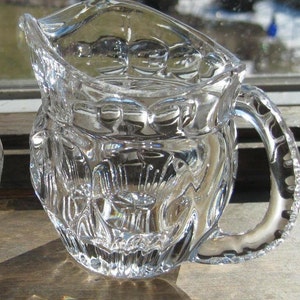 Vintage Starburst Glass Creamer: Heavy Crystal Pitcher, 1970s