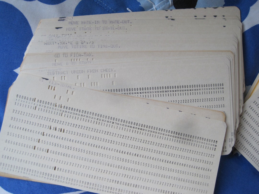 Vintage Computer Punch Cards, COBOL Computer Program Cards. 70's ...