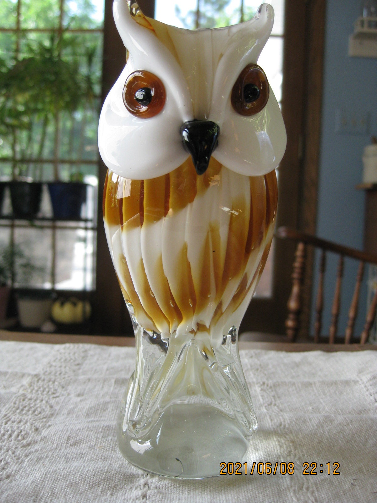 Vintage 6 1/2 Tall Blown Glass Owl Figurine White W/ - Etsy Denmark