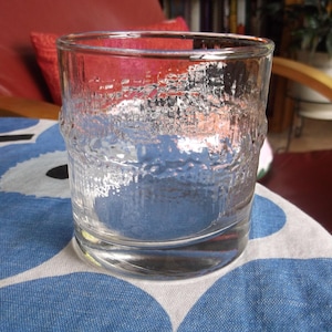Vintage Iittala Niva glass. Old Fashioned, Rocks. Finnish crystal, Tapio Wirkkala. Raised design; 10 oz. Mid Century Modern. Finland. Nordic