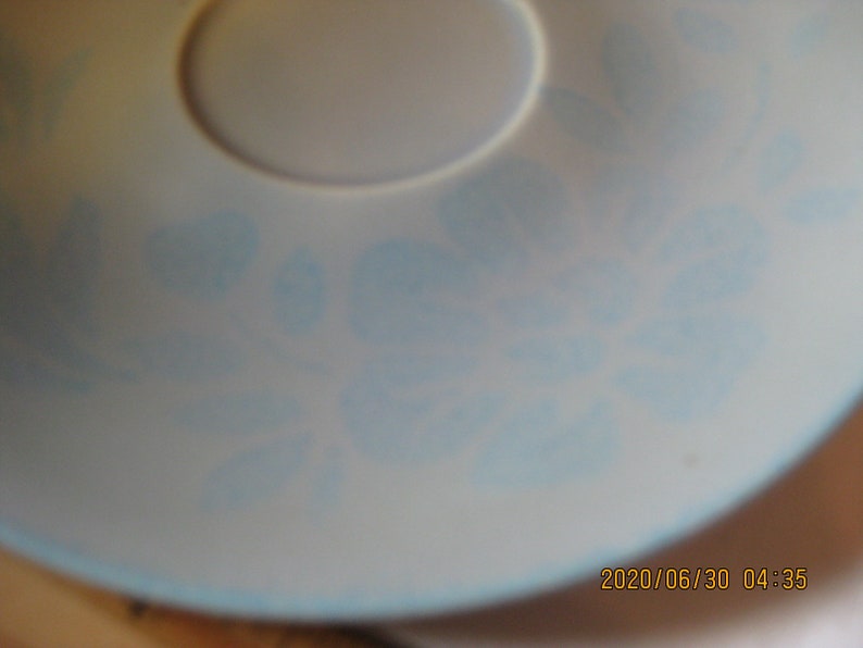 saucer; Blue Shadows Duotone Pattern bread; Red Wing pottery USA Mid-Century; 6 14 dessert fruit dish Redwing #126 hand painted plate