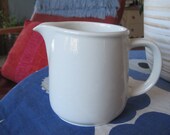 Vintage Finnish Arabia Creamer Pitcher white ironstone stoneware. 12 oz creamer. Milk, Water Syrup vessel, gravy boat. Ceramic pottery
