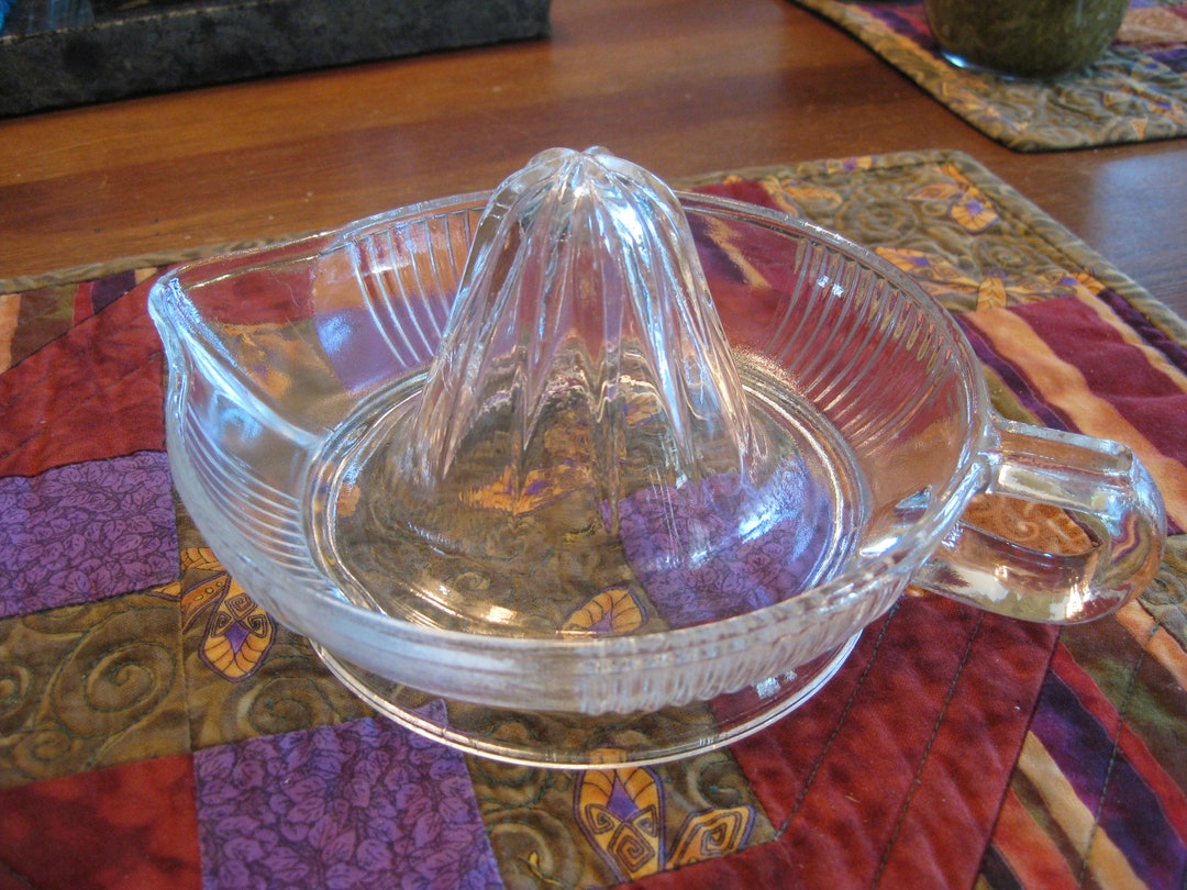 Large Clear Depression Glass Citrus Juicer, Vintage Orange Juice Reamer