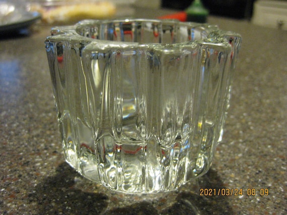 Vintage 1980s Crystal Glass Dual Taper Candle Holder Vintage 1980s Crystal Glass Dual Taper Candle Holder