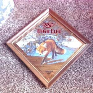 Vintage Miller High Life Beer Mirror: Sly. Fox Hunting, Scott