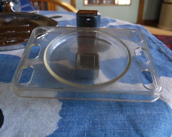 Vintage Acrylic Toothbrush & Cup Holder: Chrome bracket; clear plastic acrylic holder. Retro Bathroom MCM Decor