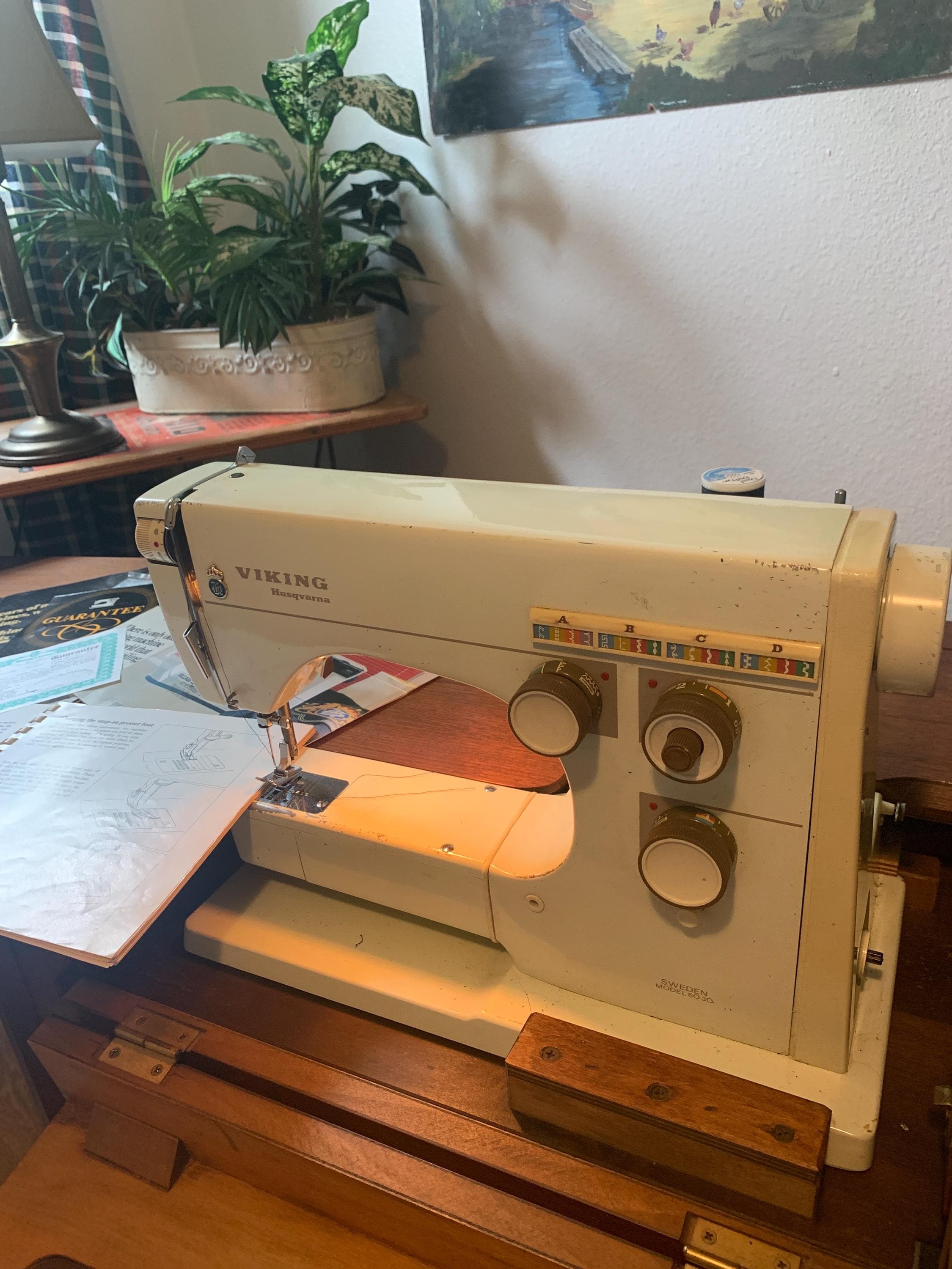 Vintage Viking Husqvarna 6030 Sewing Machine, Sweden. 1973