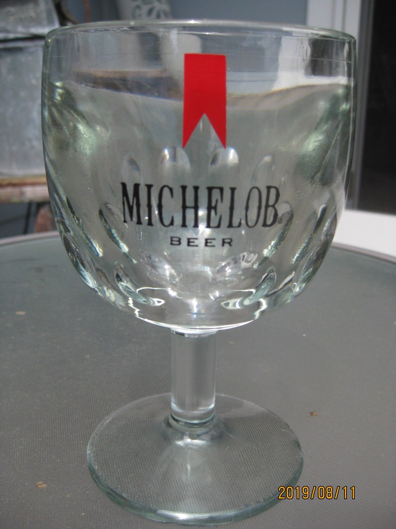 Michelob Fish Bowl Beer Glass Pedestal Stemmed Heavy Solid Etsy