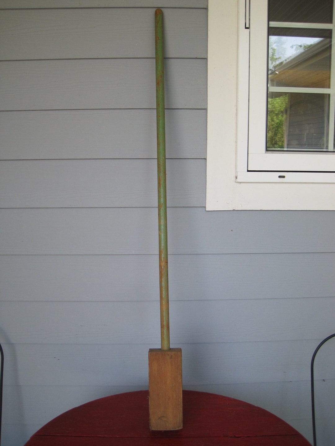 Vintage Green Wood Handle Butter Churn Stick, Antique Kitchen Tool. 48