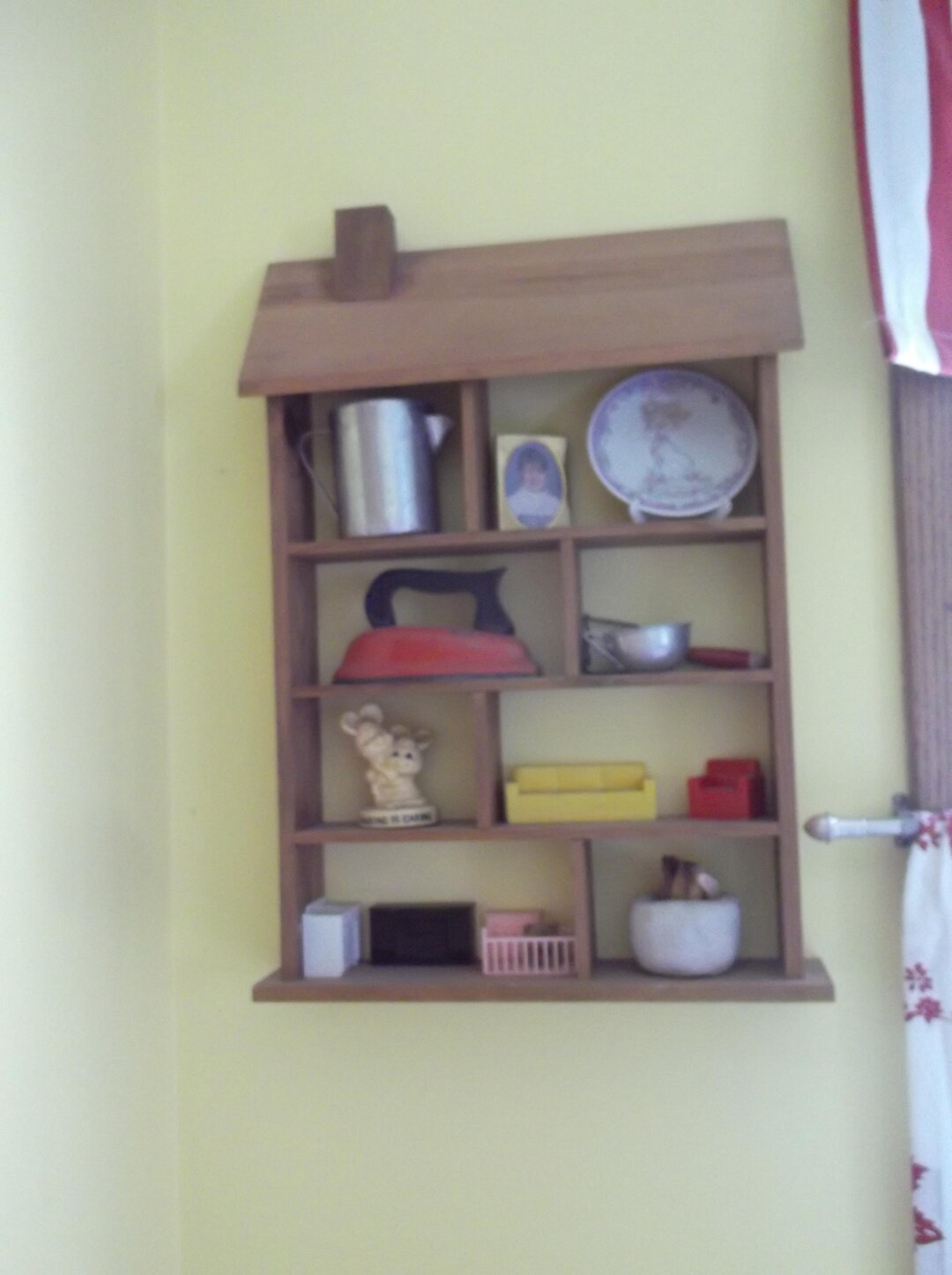 Vintage Miniature Wood House Curio Shelf: Cottage Display Case. Hang ...