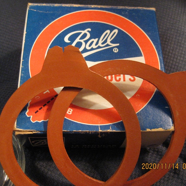 Set of 2 Vintage Red Rubber Canning Jar Seals. Ball Good Luck Red Jar Rubbers, rings. Ball, Presto, Atlas, Mason canning jar seals; rings