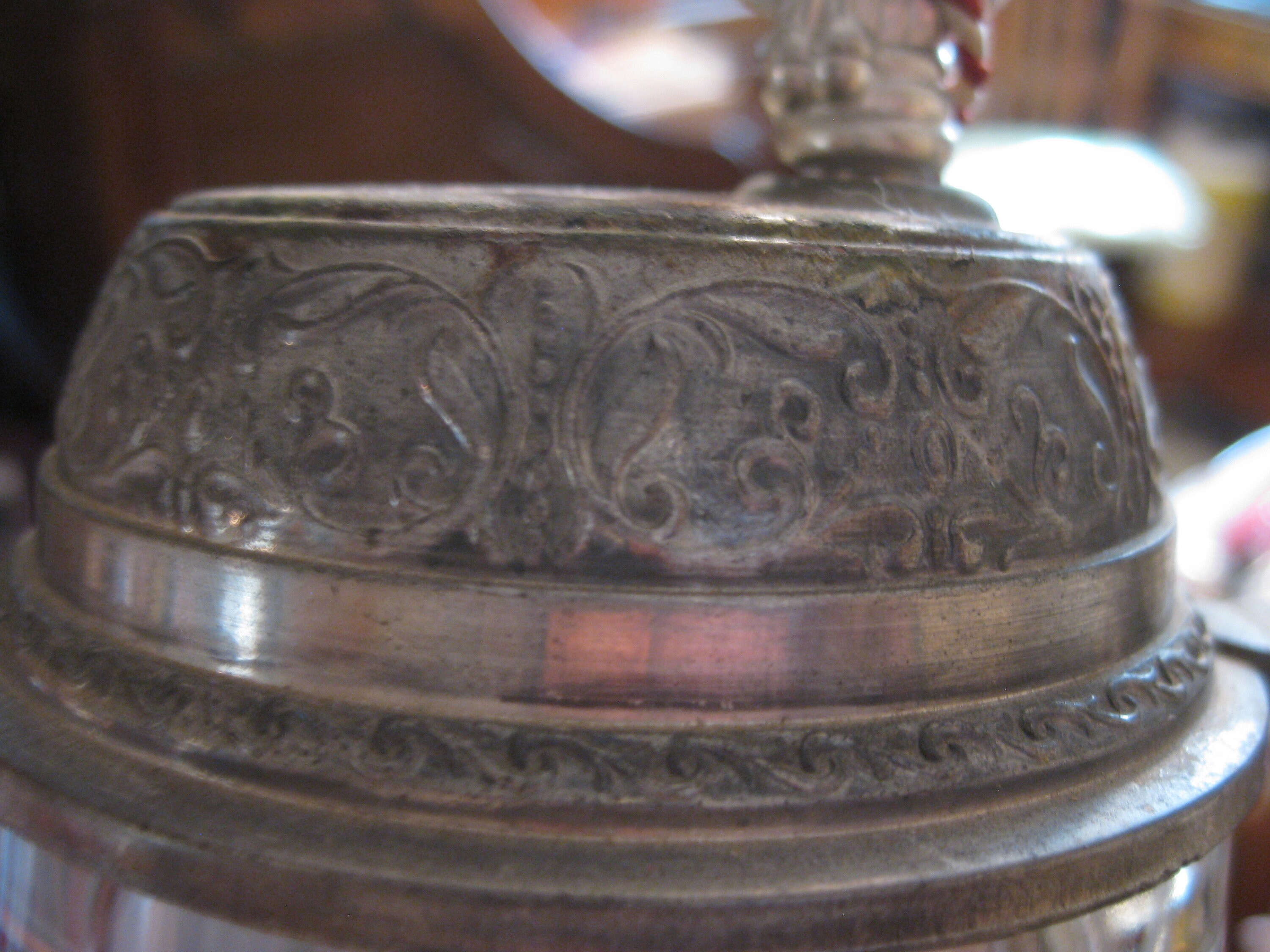 Vintage Beer Stein & Music Box Silver Pewter Flip Lid; Bugle