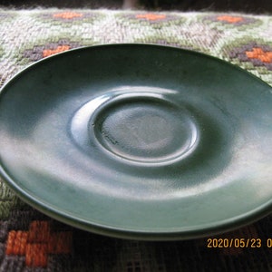 Vintage Hazel Atlas salbeigrüne Milch Glas Untertasse: Mid-Century Modern Dish