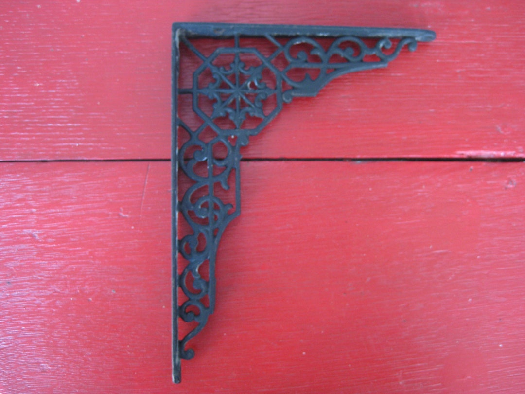 Antique Wrought Iron Shelf Bracket, Filigree Trim Cornice, Corner Wall