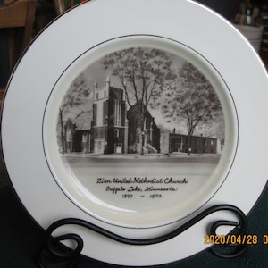Vintage Buffalo Lake, MN Commemorative Plate: Zion United Methodist Church
