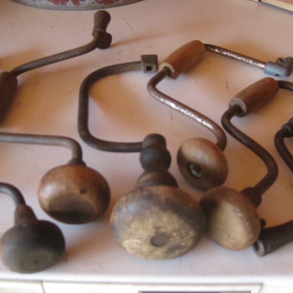 Vintage Ratchet Brace, Hand Crank Drill handle Carpenters brace; ratcheting bit brace; woodworker manual antique tool; man cave, garage shop
