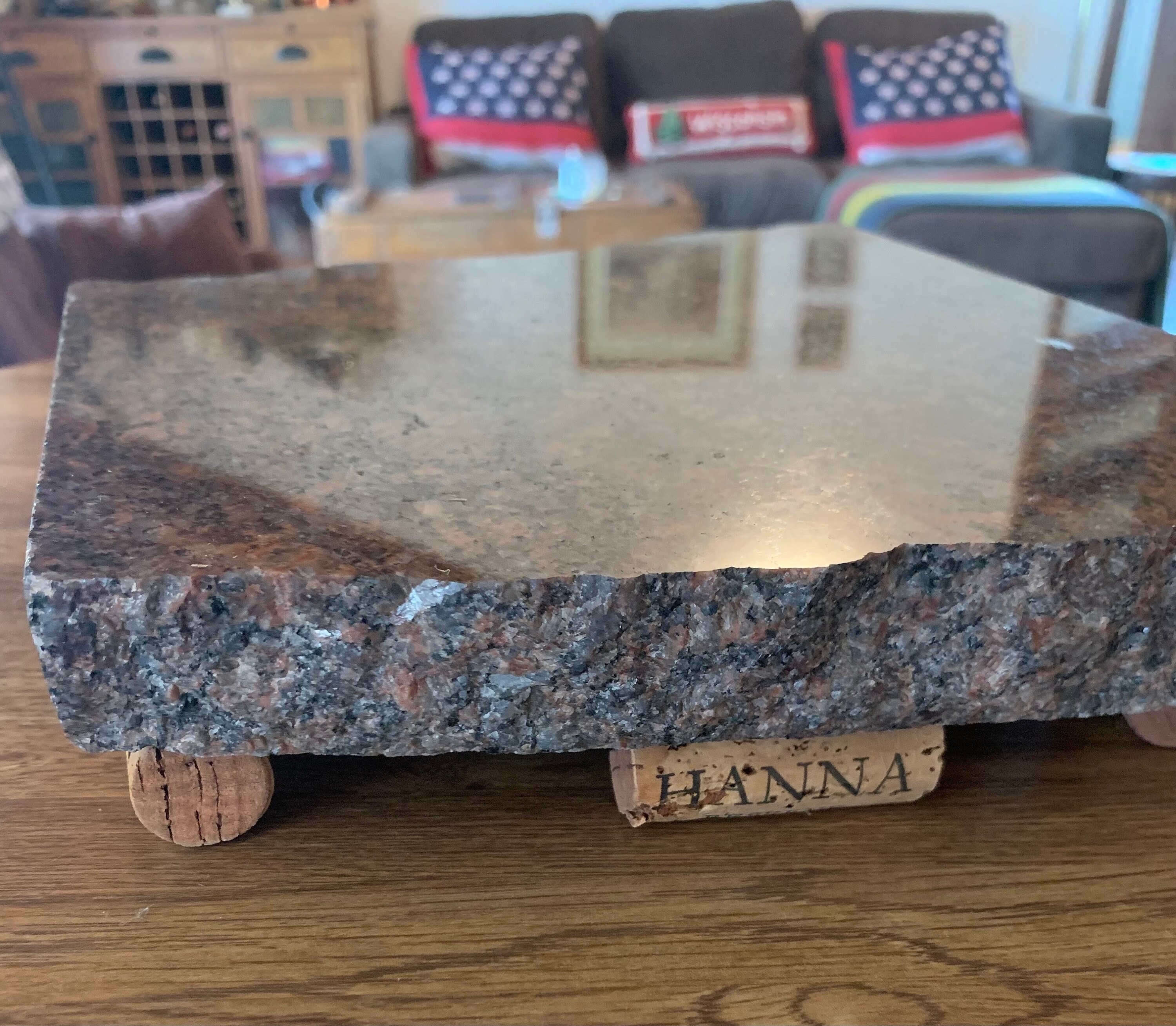 Cork Risers Chiseled Edge Granite Cheese Board: Stone Riser W/ Wine Cork Legs ...