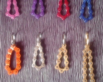 Recycled Bicycle Chain Keyrings Keychain 7 Colors To Choose From Upcycle