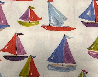 3 Decoupage Paper Cocktail Napkins Sailboats Blue Purple Green Red