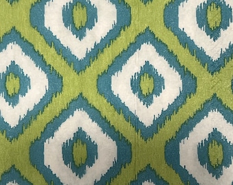 3 Decoupage Paper Cocktail Napkins Green and Teal Ikat