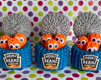 Knitted Baked Beans - Heinzz - Quirky Unique Gift- Birthday Present -Novelty -Cheer Up Gift - Gift for him - Gift for her - Food Lover Gift