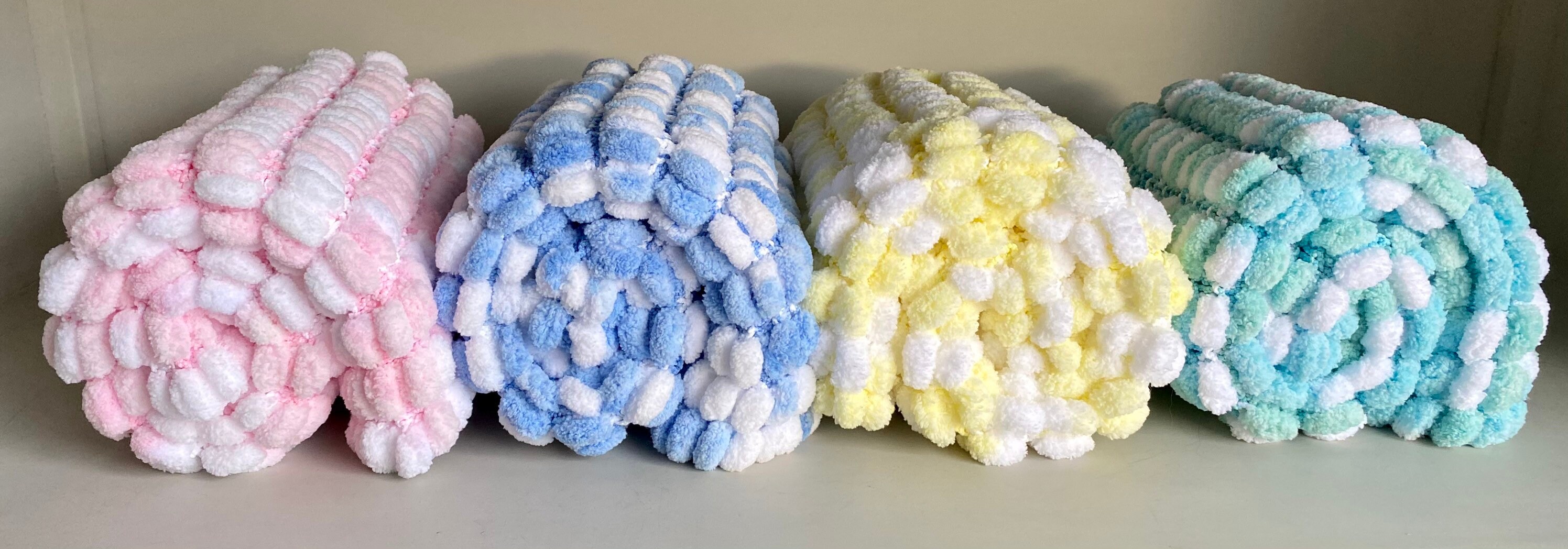 Small Pom Pom Baby Blanket & Knitted Baby Bundle Gift Set Etsy