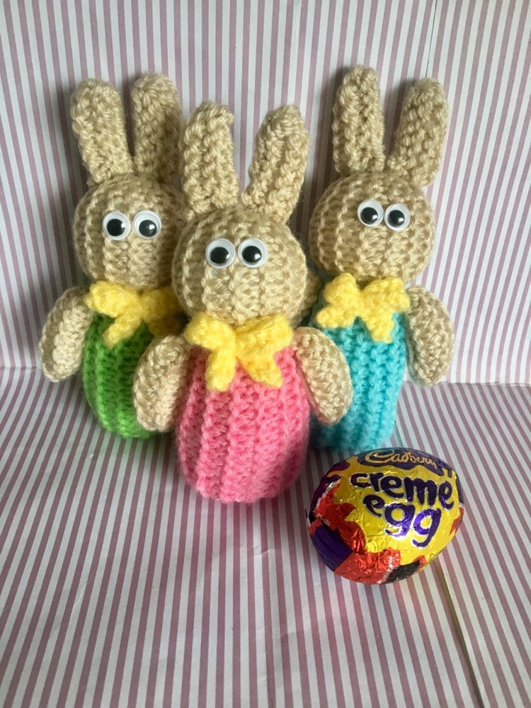 Knitted Bunny Egg Cosy Creme Egg Cover Easter Novelty Etsy