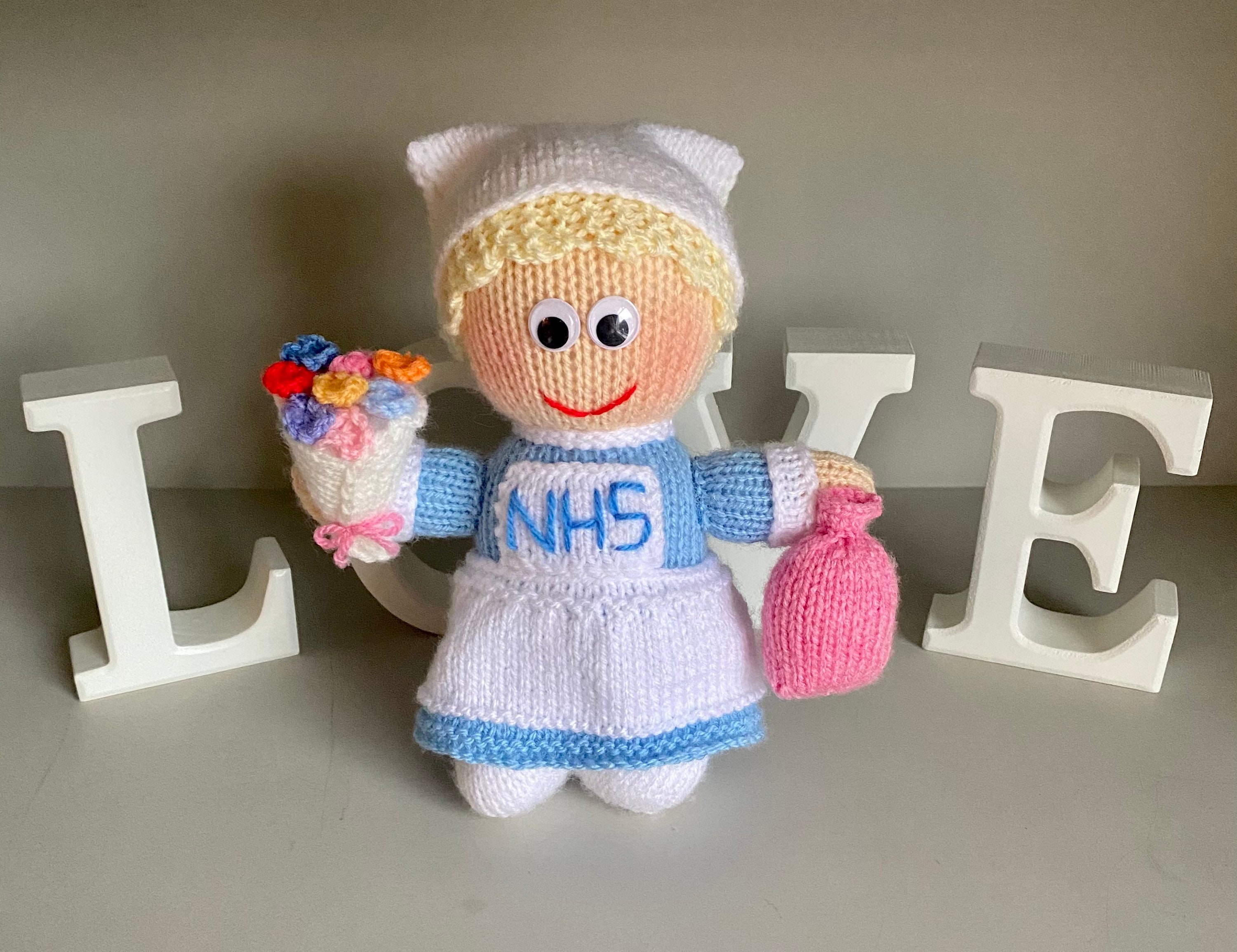 Knitted Nurse Doll NHS Frontline Hero Novelty Gift Doll Stay Safe