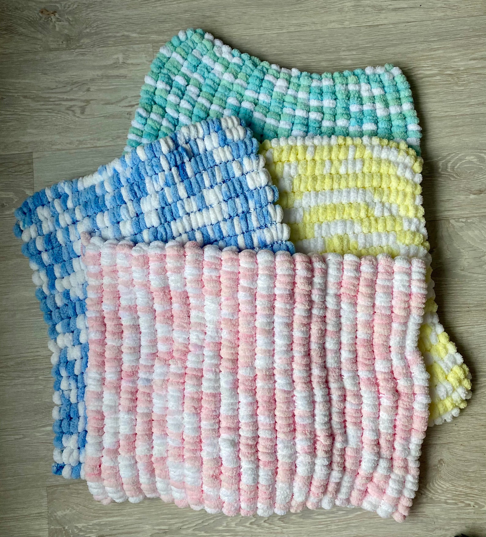 Small Pom Pom Baby Blanket & Knitted Baby Bundle Gift Set Etsy
