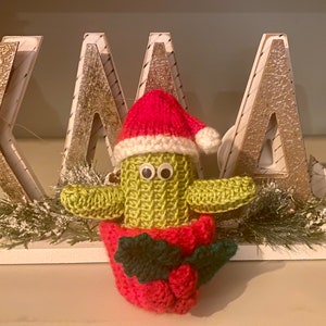 Knitted Christmas Cactus, Mascot, Car Accessory - Jean Greenhowe- Festive Decoration