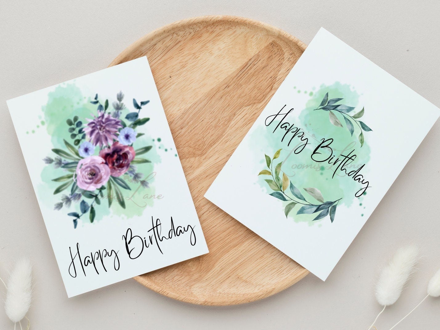Watercolor Flowers Birthday Card Digital Prints 2 Pack - Etsy