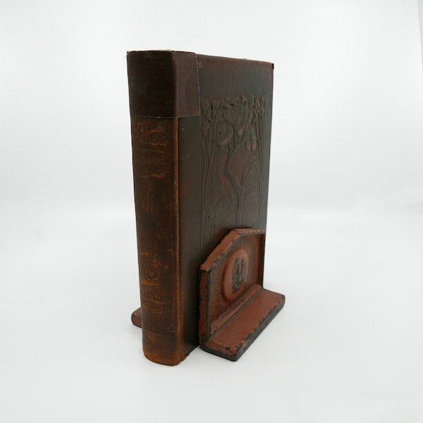 Vintage Albany Foundry Co. Painted Cast Iron Bookends No 7 - Three figures over cauldron