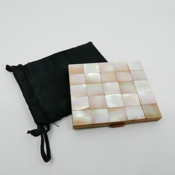 Vintage Mother of Pearl / Nacre and Brass Powder … - image 1