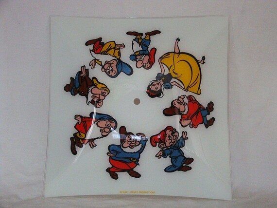 Vintage Snow White And The 7 Dwarfs Glass Ceiling Light Etsy