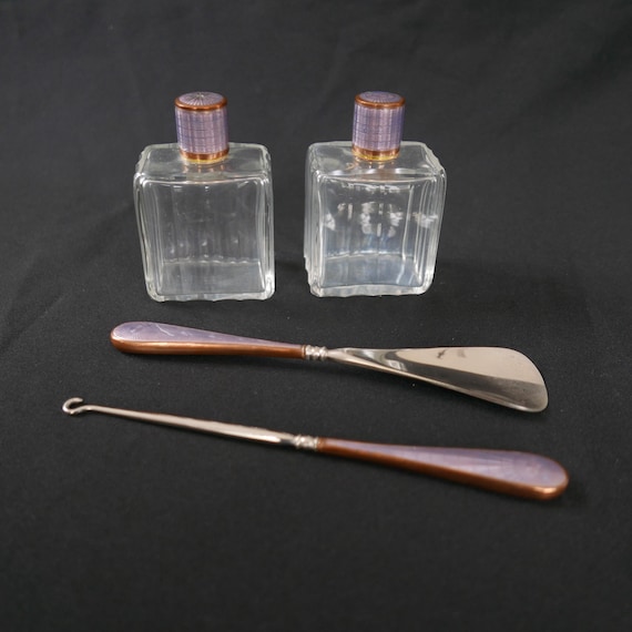 Vintage Purple Enamel Dressing Table Vanity Set