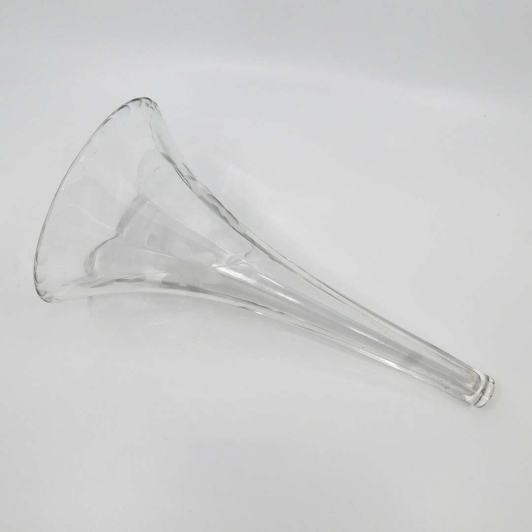 Vintage Glass Car Bud Vase With Etched Flowers Etsy