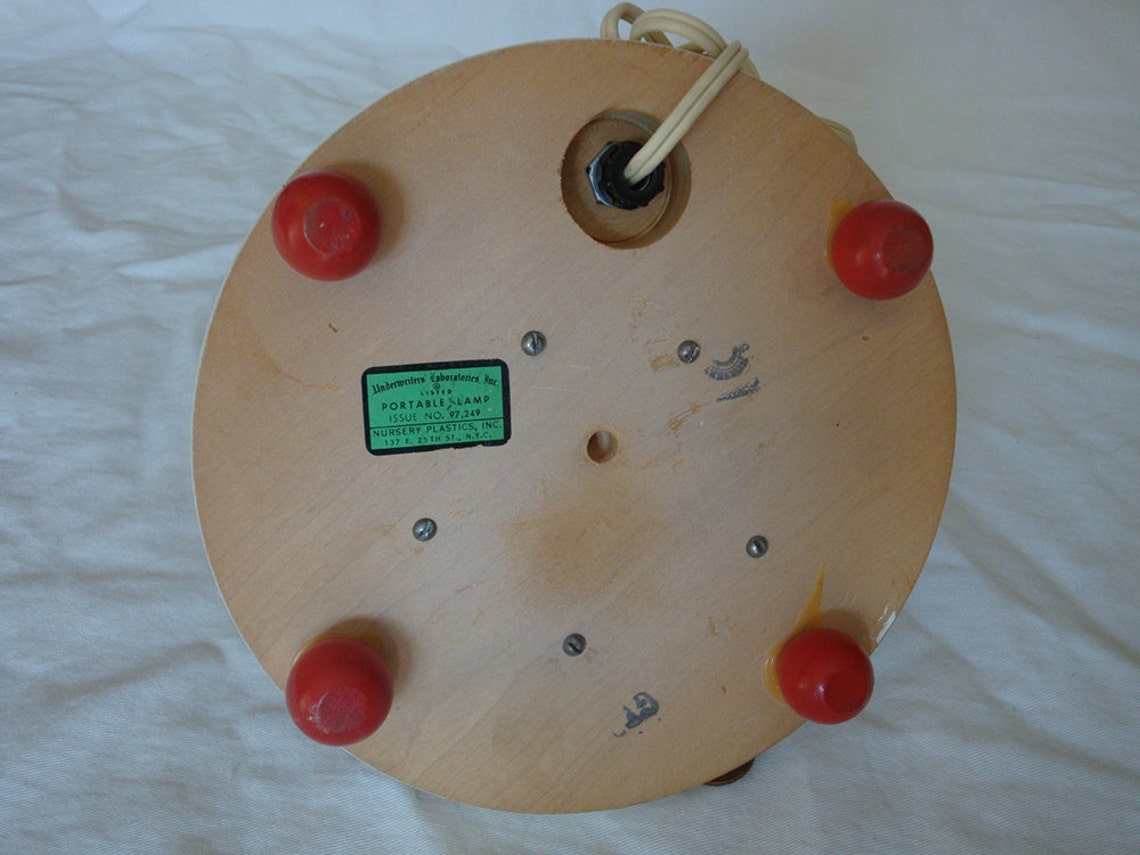 Vintage Nursery Plastics Inc. Wooden Children Table Lamp Etsy