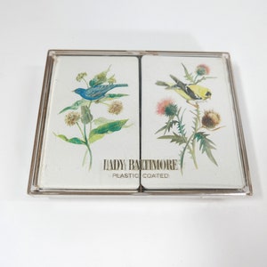 Vintage Lady Baltimore Plastic Coated Playing Cards with Birds Pictures