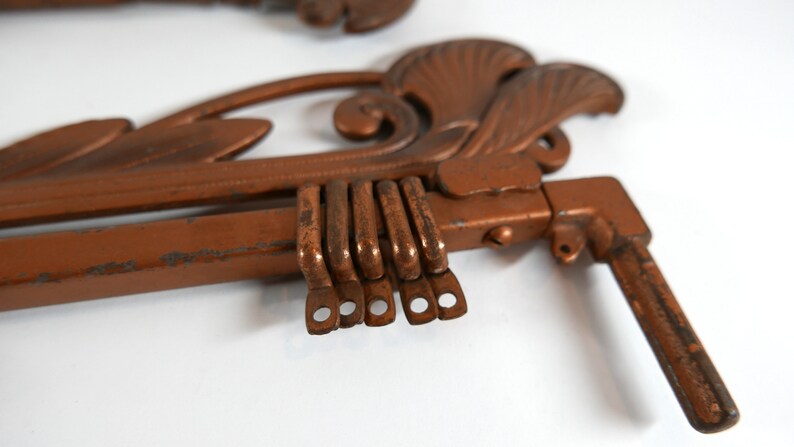 Antique Art Deco Pair of Cast Iron Swing Arm Curtain Rods
