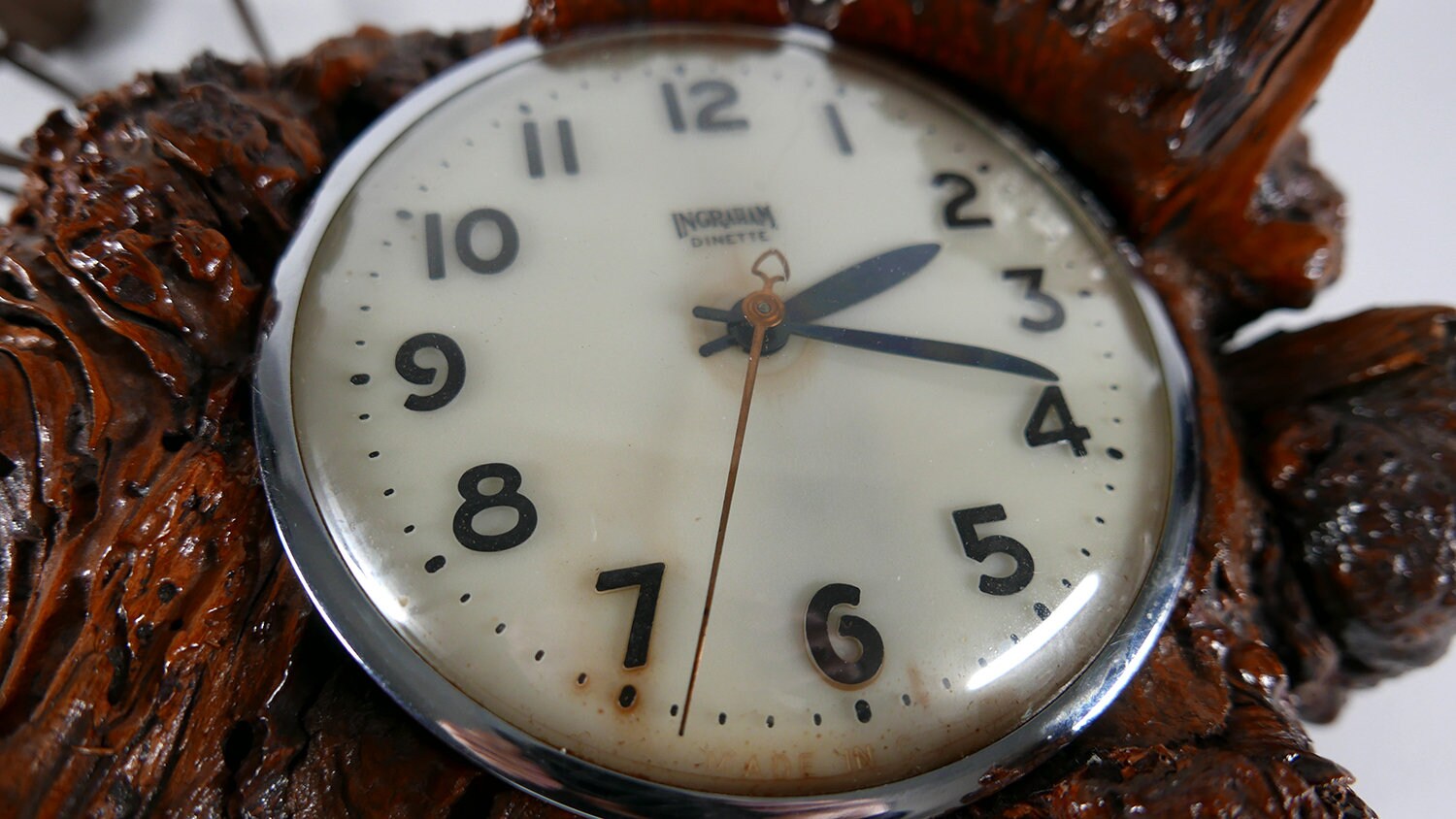 Vintage Ingraham Clock Mounted in Wood One of a Kind Etsy