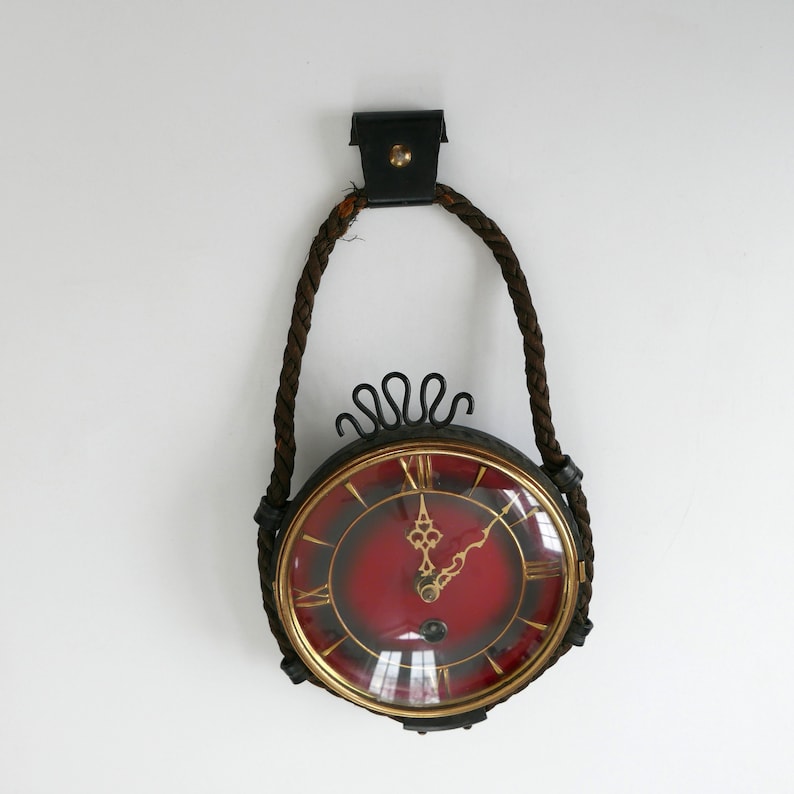 Heibi Clock Vintage Red Heibi Mechanical Wall Clock With Rope and Key - Germany - Etsy