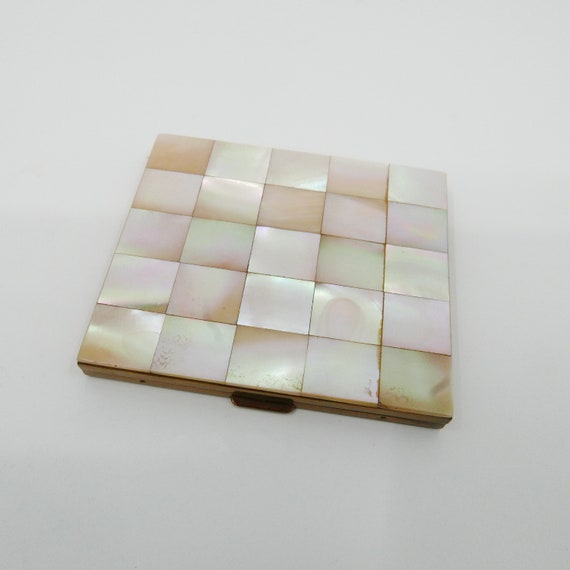 Vintage Mother of Pearl / Nacre and Brass Powder … - image 2