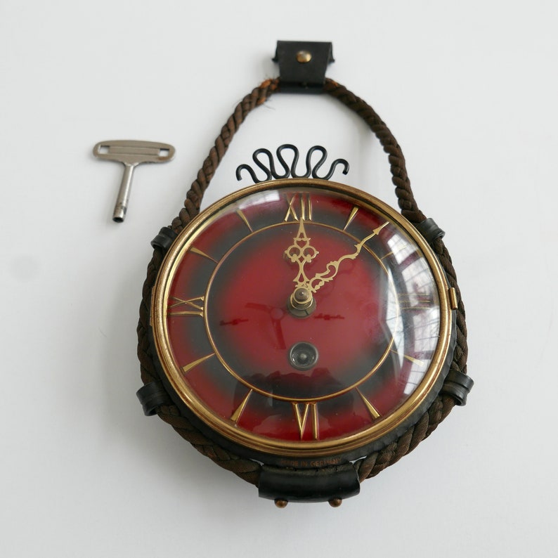 Heibi Clock Vintage Red Heibi Mechanical Wall Clock With Rope and Key - Germany - Etsy
