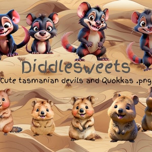 Lindos demonios de Tasmania y Quokkas imágenes .png - 10