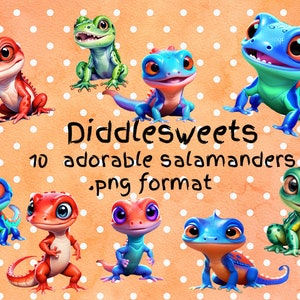 10 cute cartoon salamanders clipart