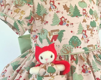 Little Kitty Ridinghood Dress size 4T with a Pocket Kitty