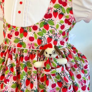 Cherries and Berries Dress size 5T with a Pocket Puppy