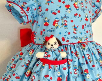 George and his Cherry Tree Dress size 3T with Pocket Puppy