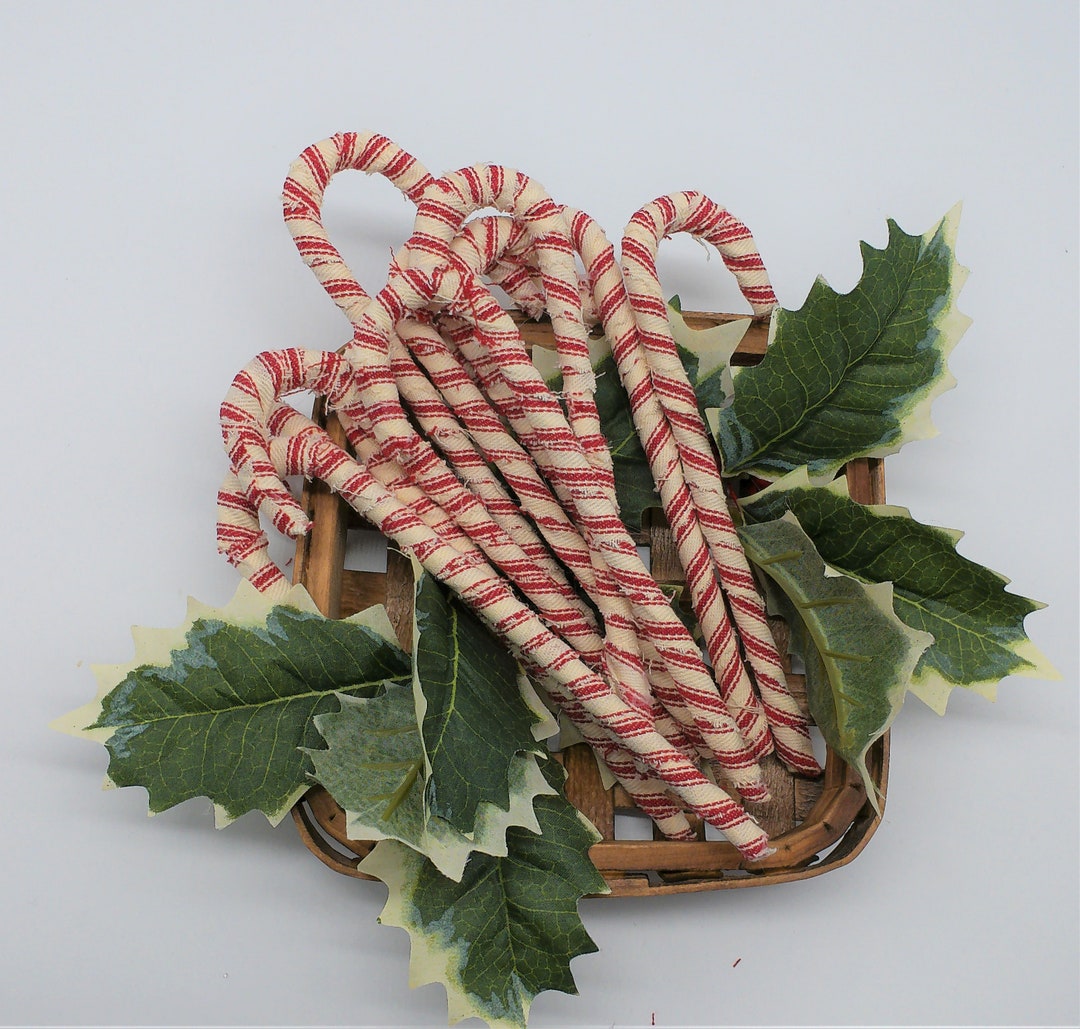 Primitive Fabric Wrapped Candy Canes Farmhouse Primitive Etsy