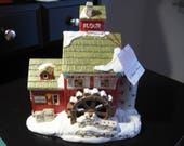 Department 56, snow village, J. Young 39 s Granary, hand painted ceramic, retired, christmas village, display, holiday decor, light (51497)